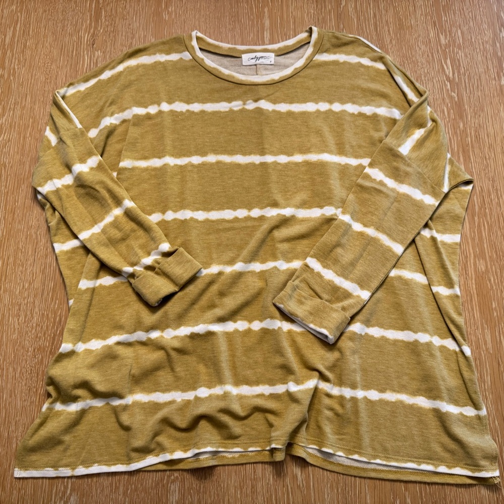 Carly Jean Los Angeles Mustard Striped Long Sleeve Tee